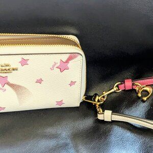 Coach Long Zip Around Wallet With Disco Star Print
